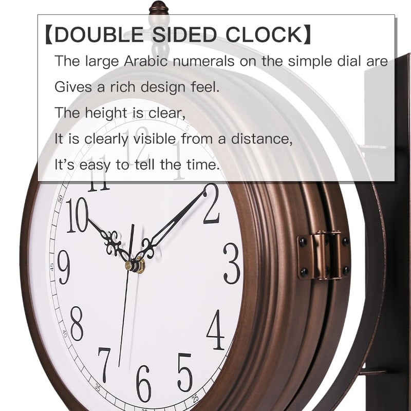 BESTIME 66264A 16-Inch Double Sided Metal Wall Clock with Antique Red Copper.Sturdy Frame,Easy Read,Garden,Home DÃ©cor,Indoor,Outdoor,Farmhouse,Yard,Station,Office,Photography Props. - Image 3
